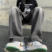 Men Jeans Autumn and Winter Washed Old Loose Straight Cargo Pants