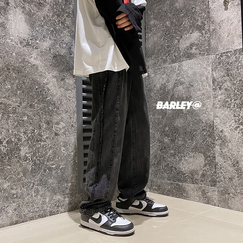 Men Jeans Retro Baggy Straight Trousers