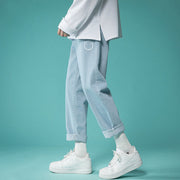 Men Jeans Summer Light-Colored Loose Straight Casual Pants