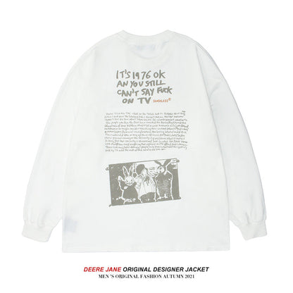 Men Pullover Hoodie Loose round Neck Long Sleeve Sweater Men Spring and Autumn
