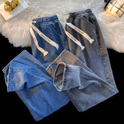 Men Jeans Straight-Leg Denim Trousers Men's Loose Casual