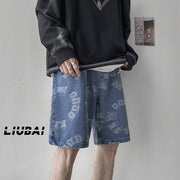 Men Jeans Summer Denim Shorts Loose Straight Casual Shorts