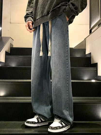 Men Jeans Summer Retro Casual Straight Pants