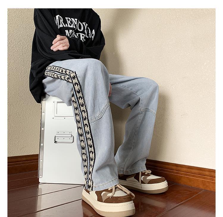 Men Jeans Autumn Vintage Oversize Pants Loose Straight Wide Leg Pants