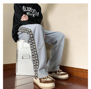 Men Jeans Autumn Vintage Oversize Pants Loose Straight Wide Leg Pants