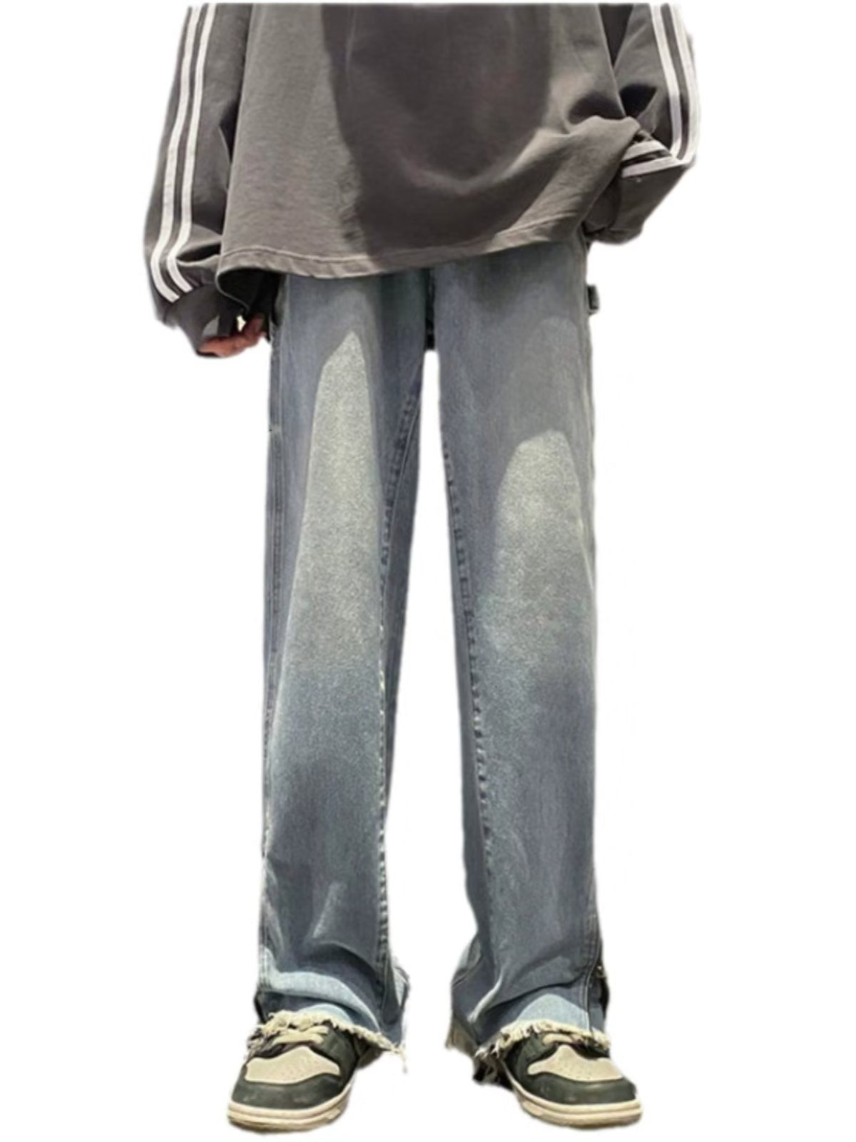 Men Jeans Fall Retro Straight-Leg Pants Bootcut Trousers