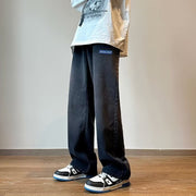 Men Jeans Vintage Labeling Gradient Jeans Wide Leg Pants