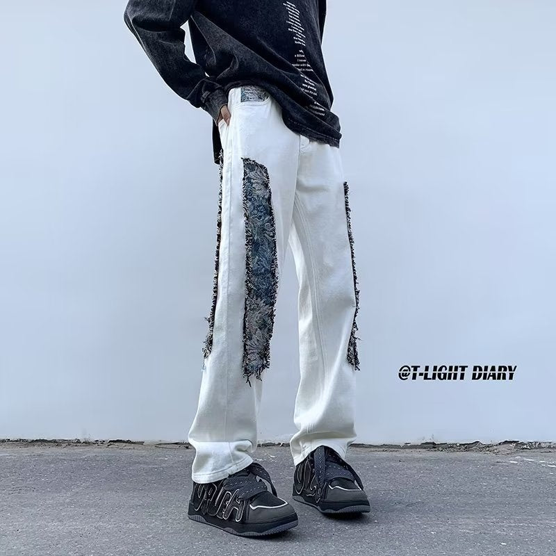 Men Jeans Oversize White Jeans plus Size Straight-Leg Trousers
