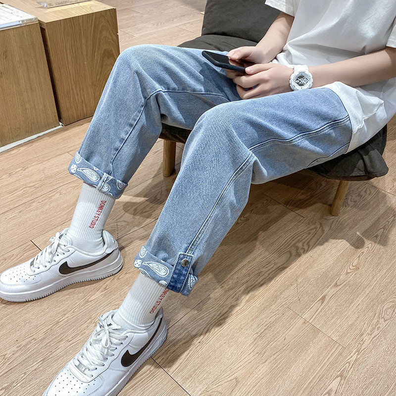 Men Jeans Straight-Leg Pants Autumn Denim Loose