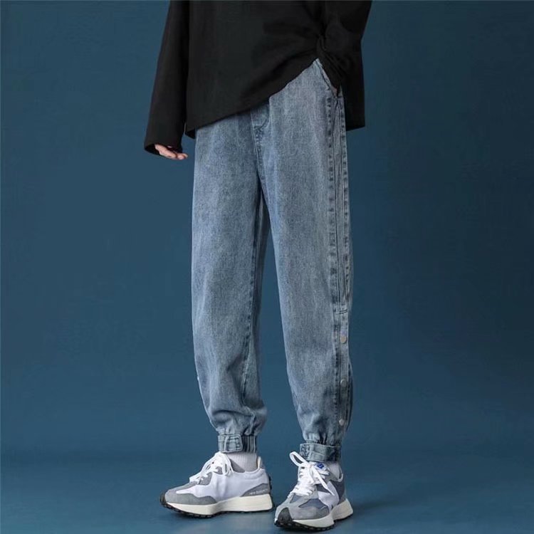Men Jeans Loose Straight Wide Leg Summer Casual Trousers