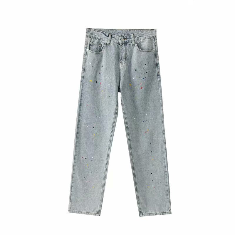 Men Jeans Retro Straight Loose Wide-Leg Pants