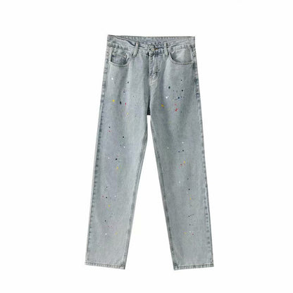 Men Jeans Retro Straight Loose Wide-Leg Pants