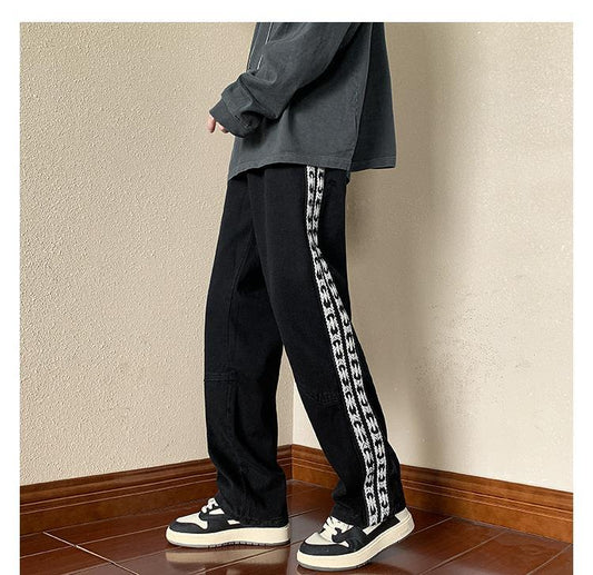 Men Jeans Autumn Vintage Oversize Pants Loose Straight Wide Leg Pants