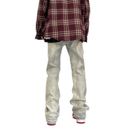 Men Jeans Loose Straight Hiphop Draping Rivet Overalls