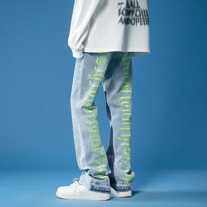 Men Jeans Spring Jeans Men's Loose Slim Fit Trousers Straight Pants