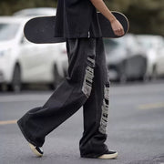 Men Jeans Retro Tattered Jeans Jeans Men's Summer Washed Distressed Loose Wide-Leg Straight Pants