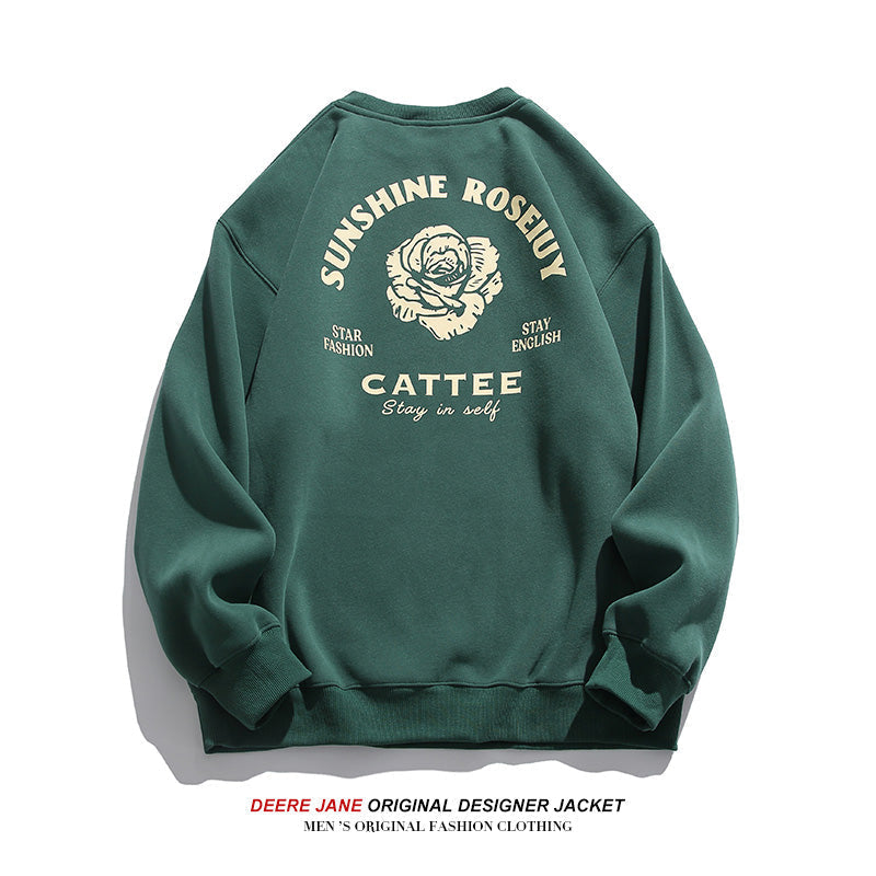 Men Pullover Hoodie round Neck Sweater Men's Winter Couple