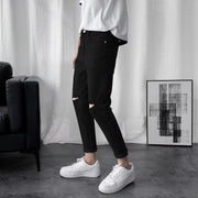 Men Jeans Summer Thin Black Ripped Jeans