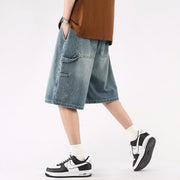 Men Jeans Denim Shorts Men's Summer Casual Wide-Leg Pants