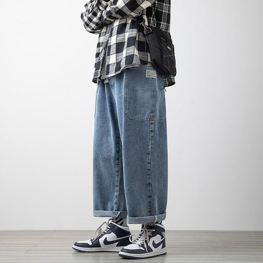 Men Jeans Straight Jeans Men's Summer plus Size Pants Loose Cargo Pants