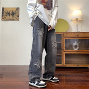 Men Jeans Ripped Jeans Men Retro Washed Straight Loose Oversize Wide Leg Pants
