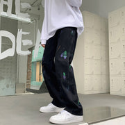 Men Jeans Splash-Ink Jeans Men's Autumn Baggy Straight Trousers Casual Trousers
