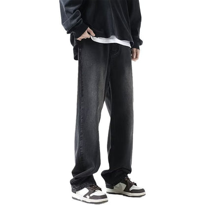 Men Jeans Spring Retro Straight-Leg Pants