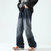 Men Jeans Loose Straight Autumn and Winter Washed Wide Leg Casual Trousers