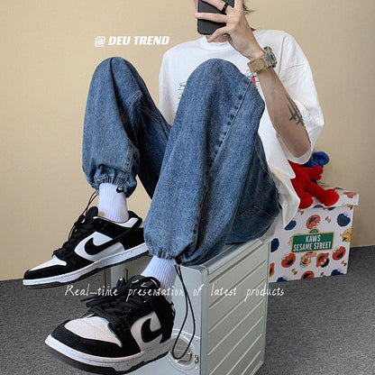 Men Jeans Fall Loose Straight Trousers