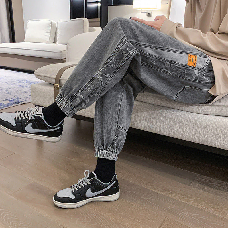 Men Jeans Autumn Hiphop Casual Pants Ankle Banded Pants