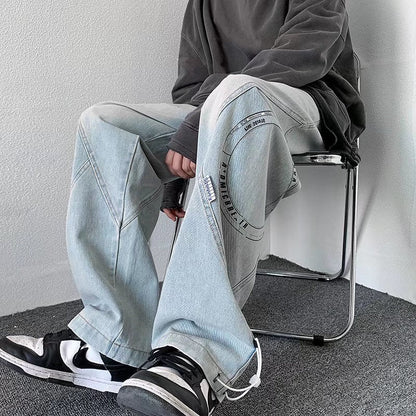 Men Jeans Straight Loose Wide-Leg Pants