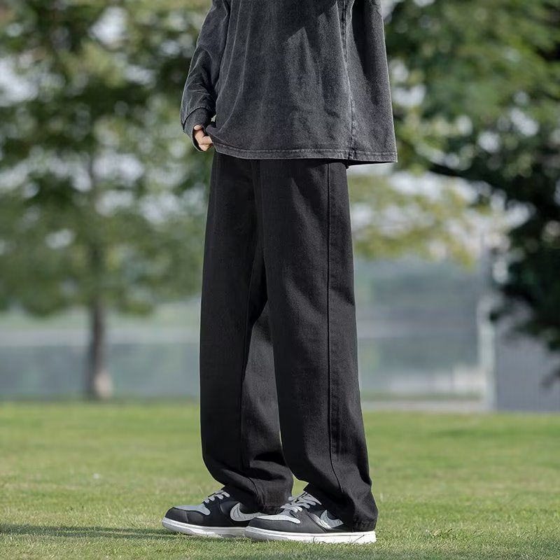 Men Jeans Summer Loose Wide Leg Pants Straight-Leg Trousers