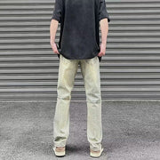 Men Jeans Summer Ripped Slim-Fitting Straight Pants Casual Pants