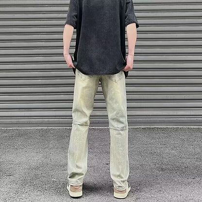 Men Jeans Summer Ripped Slim-Fitting Straight Pants Casual Pants