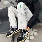 Men Jeans Splash-Ink Jeans Men's Autumn Baggy Straight Trousers Casual Trousers