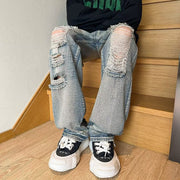 Men Jeans Retro Tattered Jeans Jeans