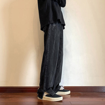 Men Jeans Vintage Jeans Men's Summer Loose Wide-Leg Straight Pants