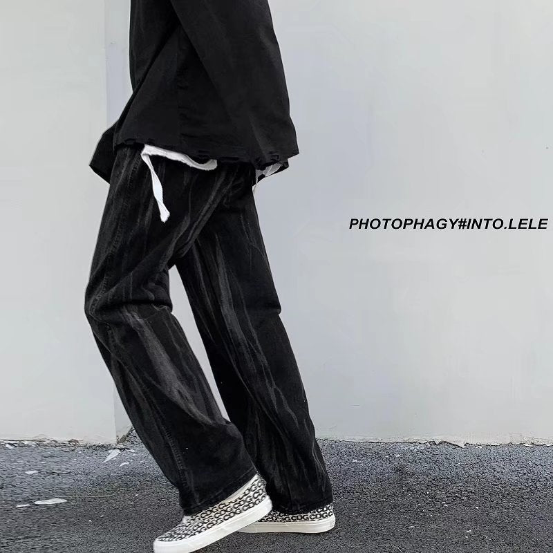 Men Jeans Hip Hop Tie-Dye Loose Wide-Leg Pants