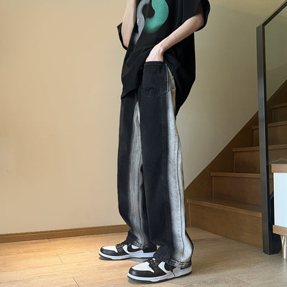 Men Jeans Retro Loose Wide-Leg Pants