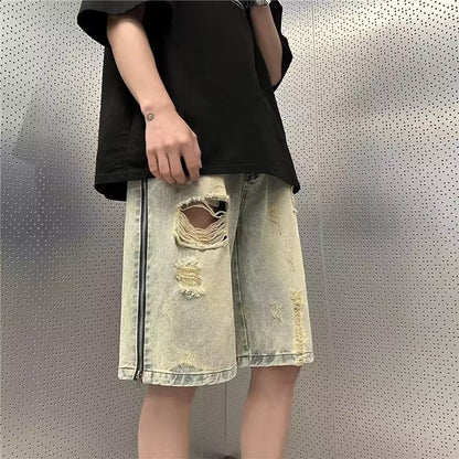 Men Jeans Zipper Summer Vintage Sports Casual Shorts