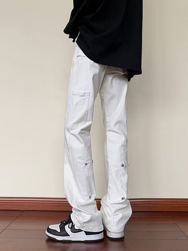 Men Jeans Spring and Autumn Straight-Leg Pants Loose Flared Trousers