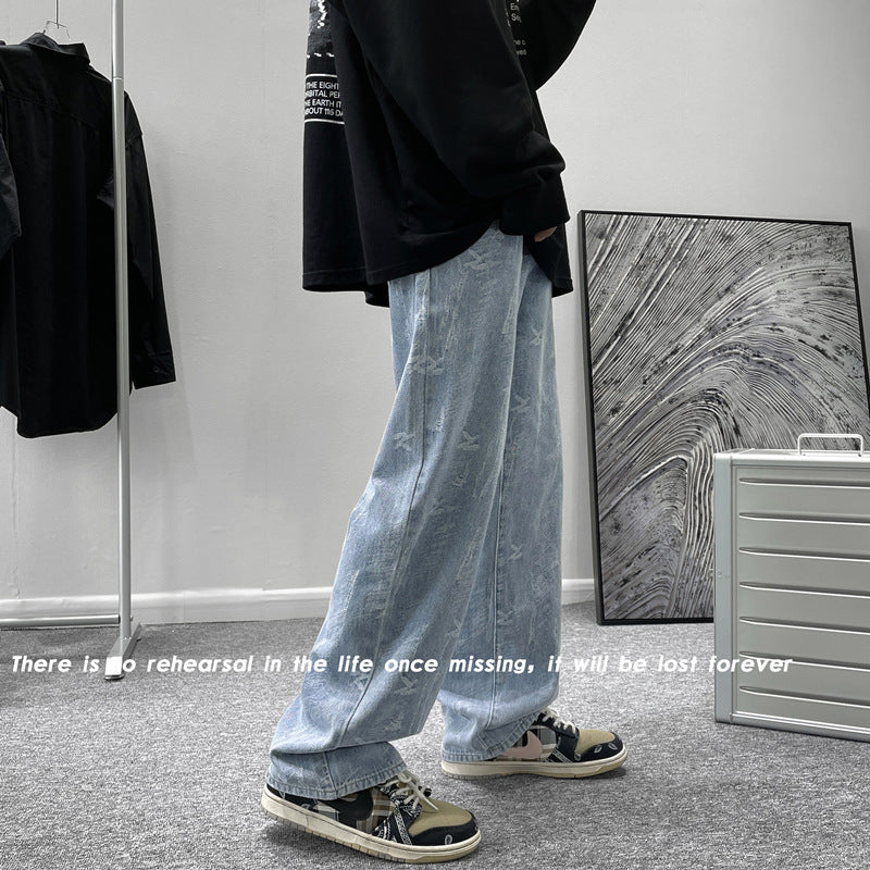 Men Jeans Summer Casual Pants Wide Leg Trousers
