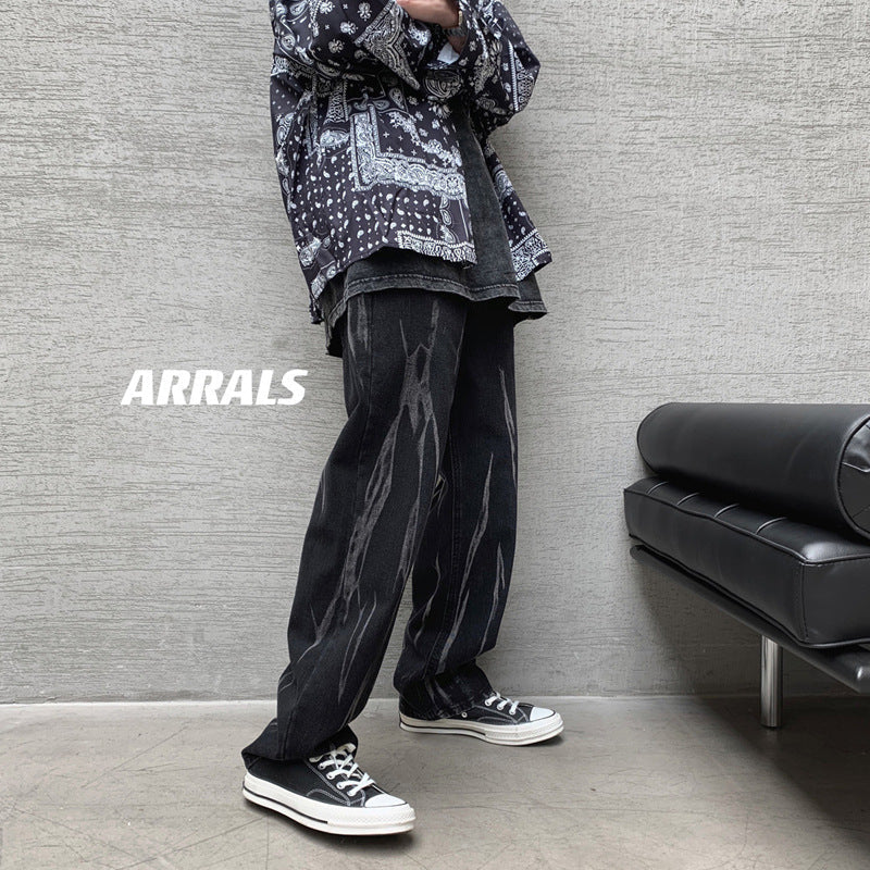 Men Jeans Hiphop Pants Loose Straight Jeans