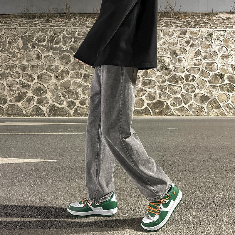 Men Jeans Loose Wide Leg Pants Spring Straight-Leg Trousers Men
