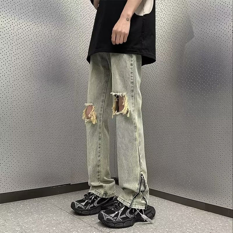 Men Jeans Ripped Straight Jeans