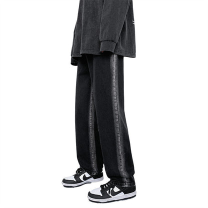 Men Jeans Washed Jeans Men's Spring Straight Loose Oversized Casual Trousers