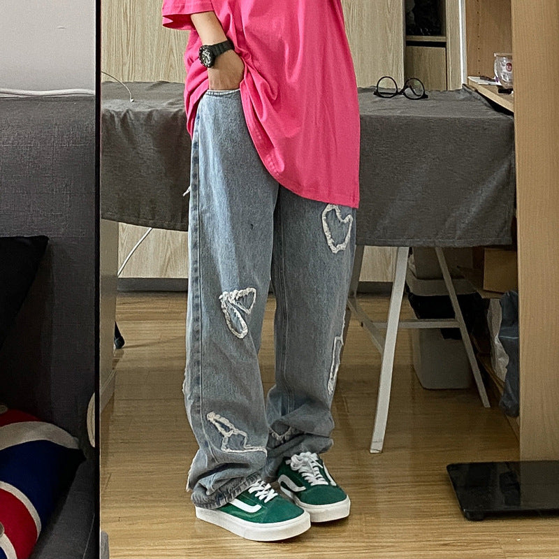 Men Jeans Hip Hop Jeans Men's Summer Loose Straight Trousers