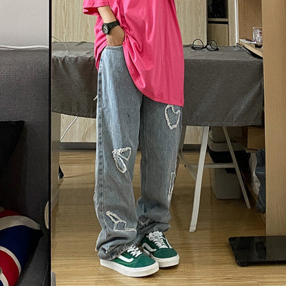 Men Jeans Hip Hop Jeans Men's Summer Loose Straight Trousers