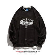 Men Pullover Hoodie Patchwork round Neck Sweater Men's and Women's Spring and Autumn Loose Top