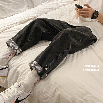 Men Jeans Straight-Leg Pants Autumn Denim Loose